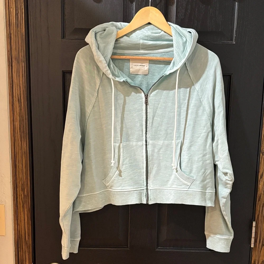 Lucky Brand Light Aqua Zip-Up Hoodie - Picture 1 of 4